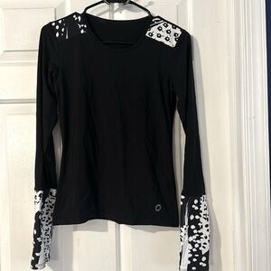 Women’s Blufish Black & White Polyester & Spandex Long Sleeve UV50+ Top Size M